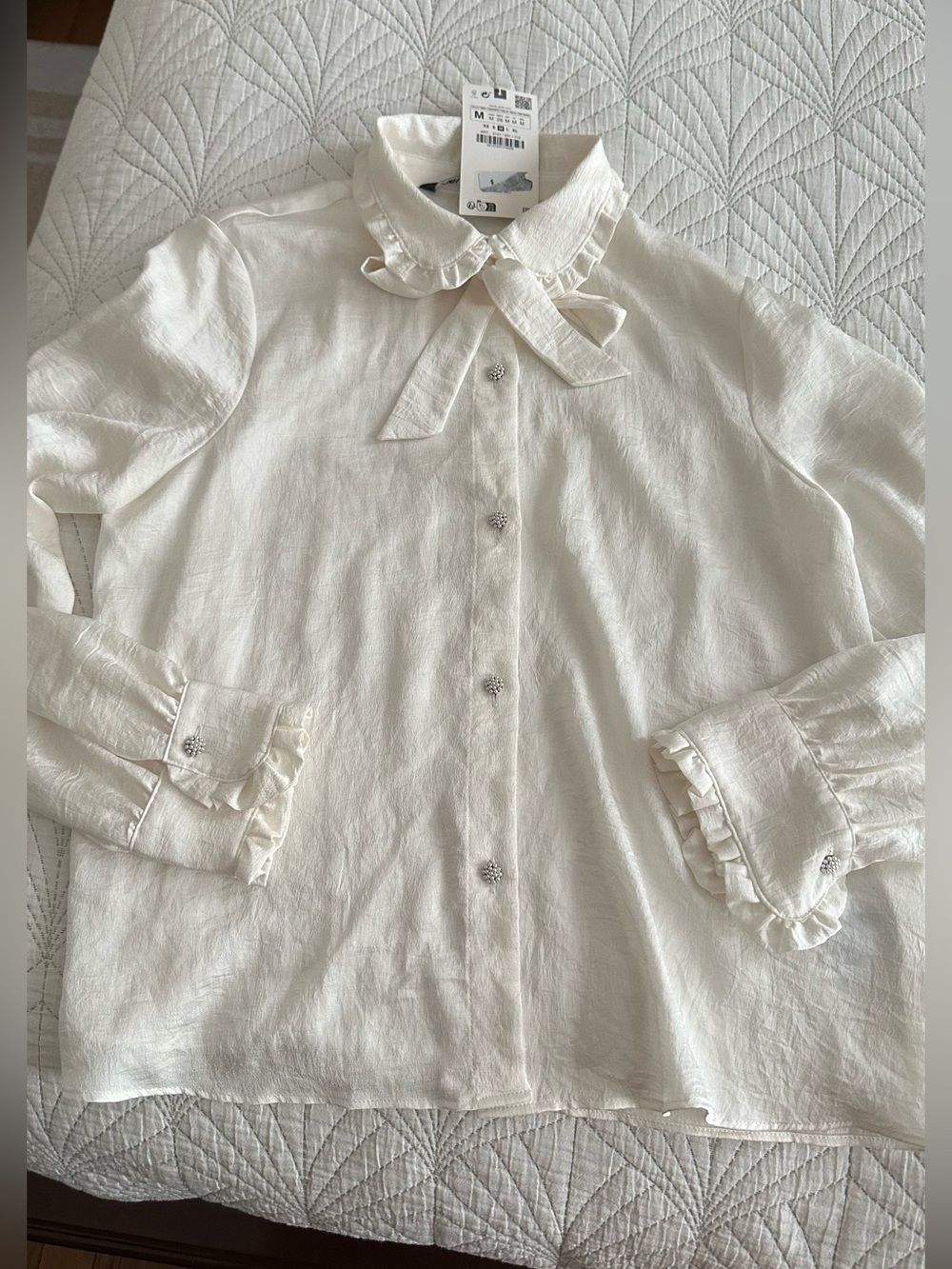Zara Ruffle Collar Jewellery Button-Up Shurt